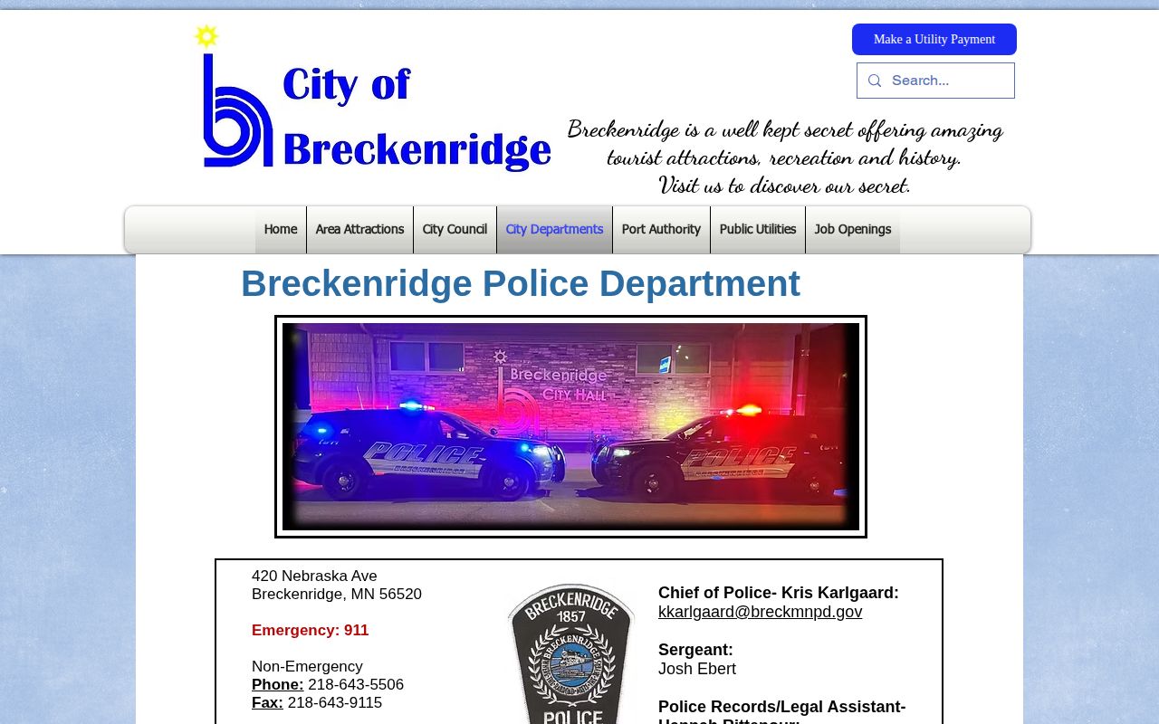 Official Breckenridge Police Department records and contact page